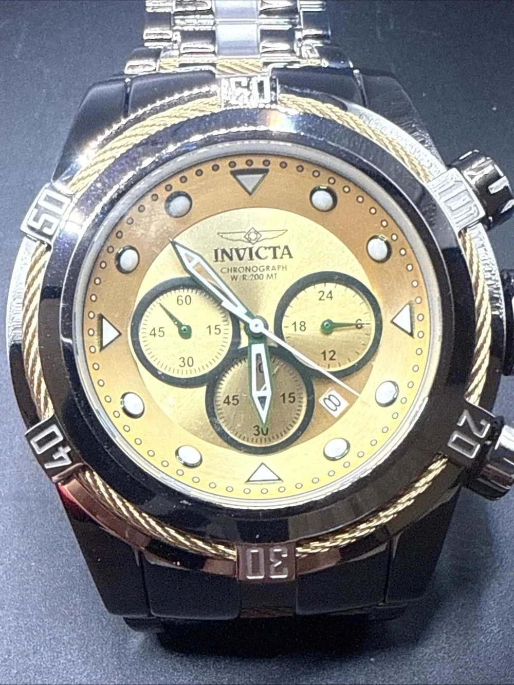 Invicta Bolt chronograph watch signature rope cable wire